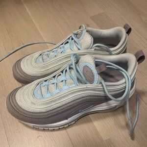 Air Max 97s in Silver/Light Blue